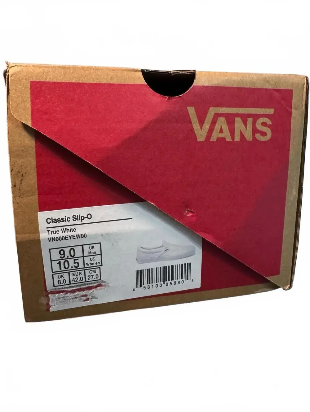 NIB Vans Classic Slip-On True White Canvas Sneakers Men’s 9 / Women’s 10.5